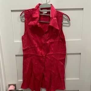 Studio C Bold Pink Sleeveless Button-Down Shirt